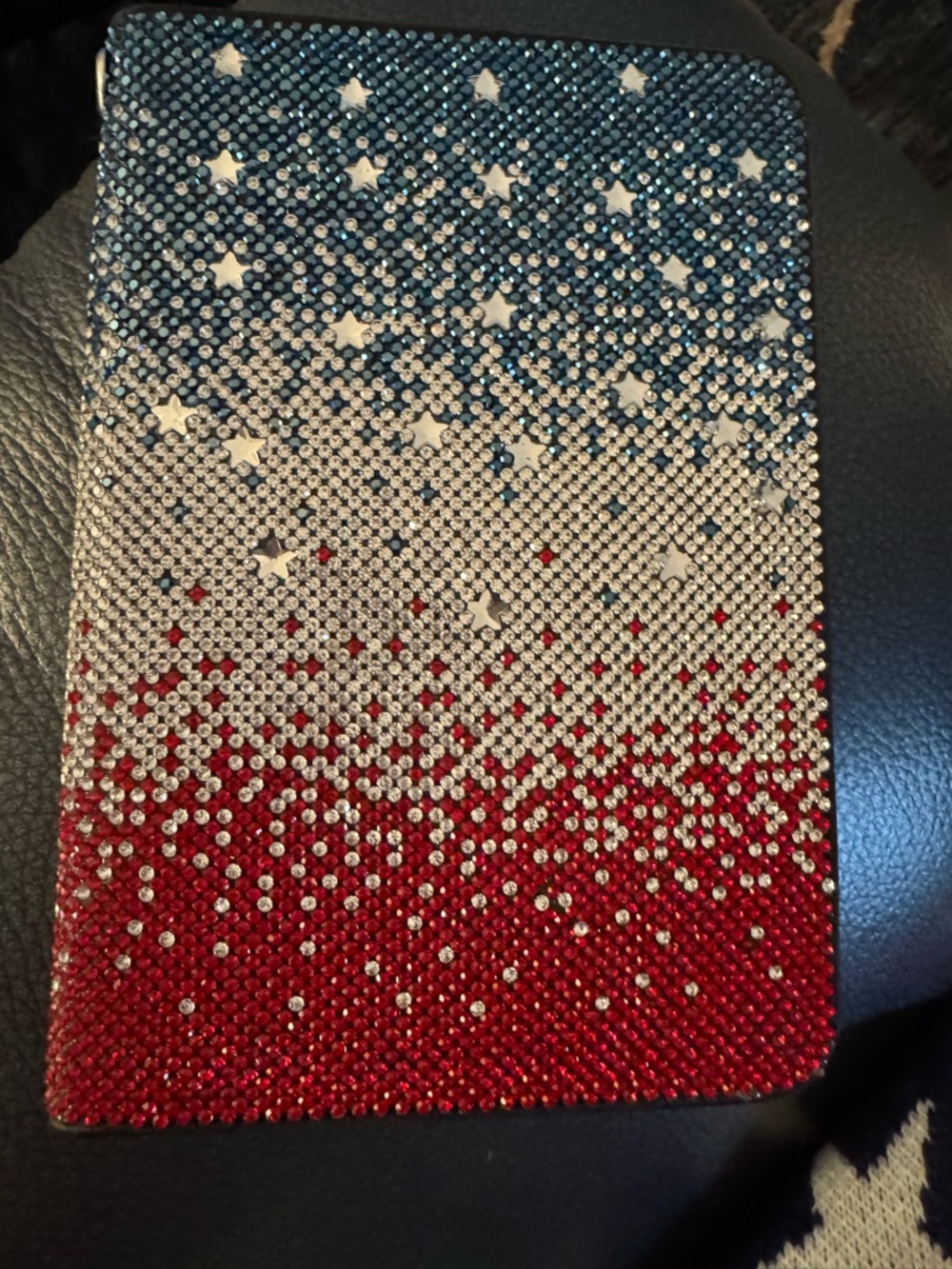 Lux Swarovski-Style Crystal passport Red, White & Blue